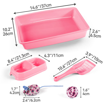 PAWISE Cat Litter Box Set, Small Kitten Starter Kit, Includes Litter