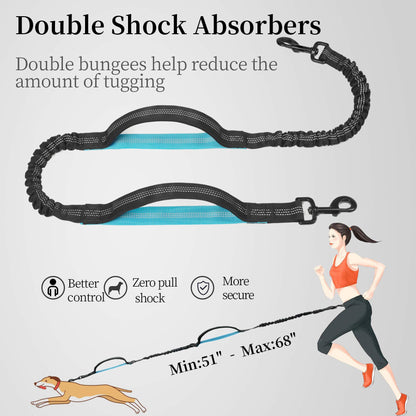 iYoShop Hands Free Dog Leash with Zipper Pouch, Dual Padded Leash