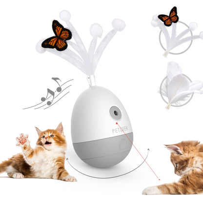 PETGEEK Interactive Cat Laser Pointer Toy with Bird Squeaky, Wand