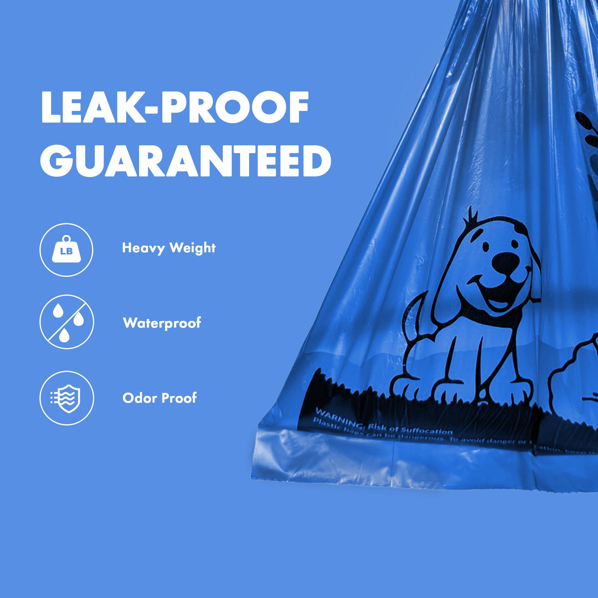 GORILLA SUPPLY 1000 Dog Poop Waste Bags with Dispenser and Leash Leash