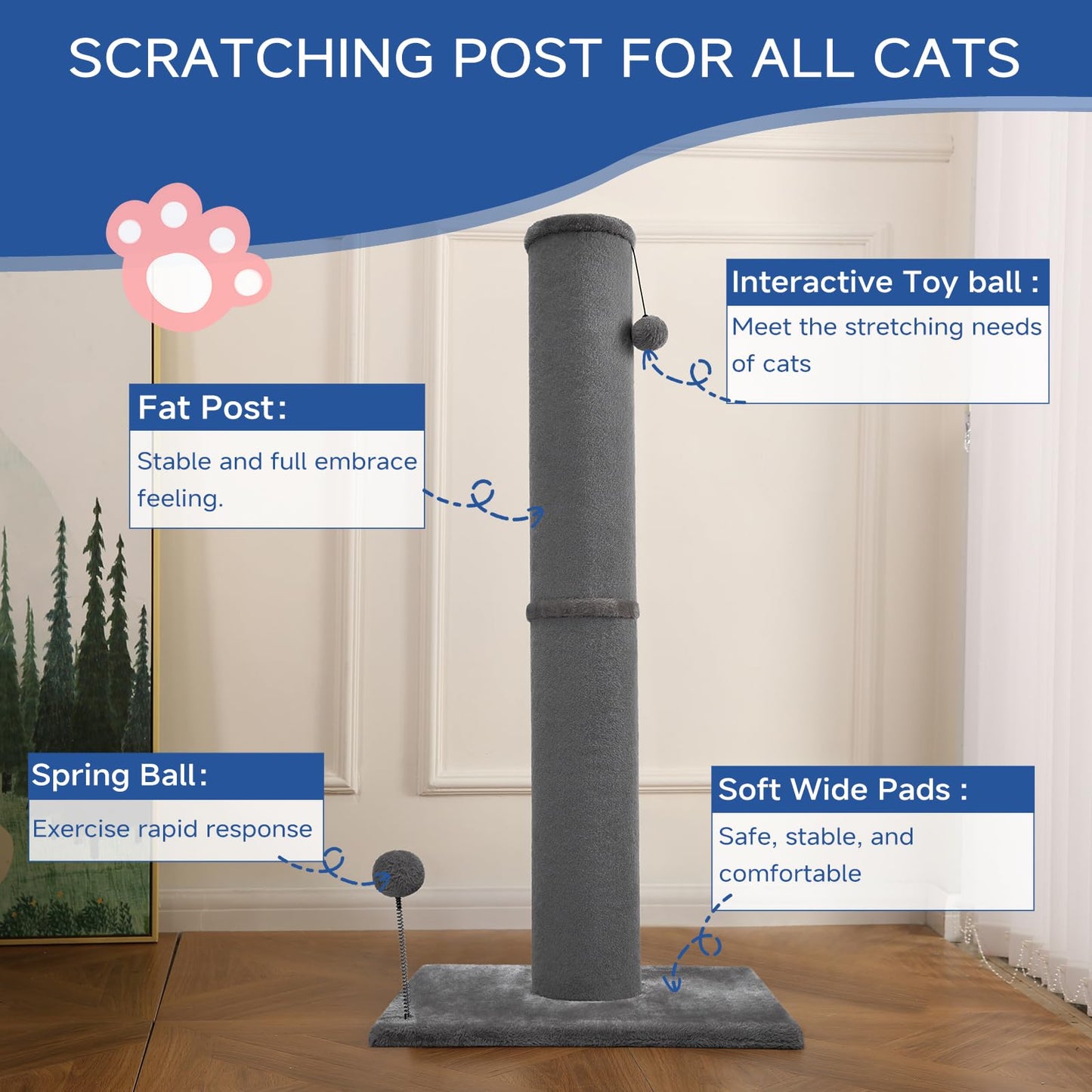 Cat Craft Cat Scratching Post Carpet Scratching Post 41" for Scratcher