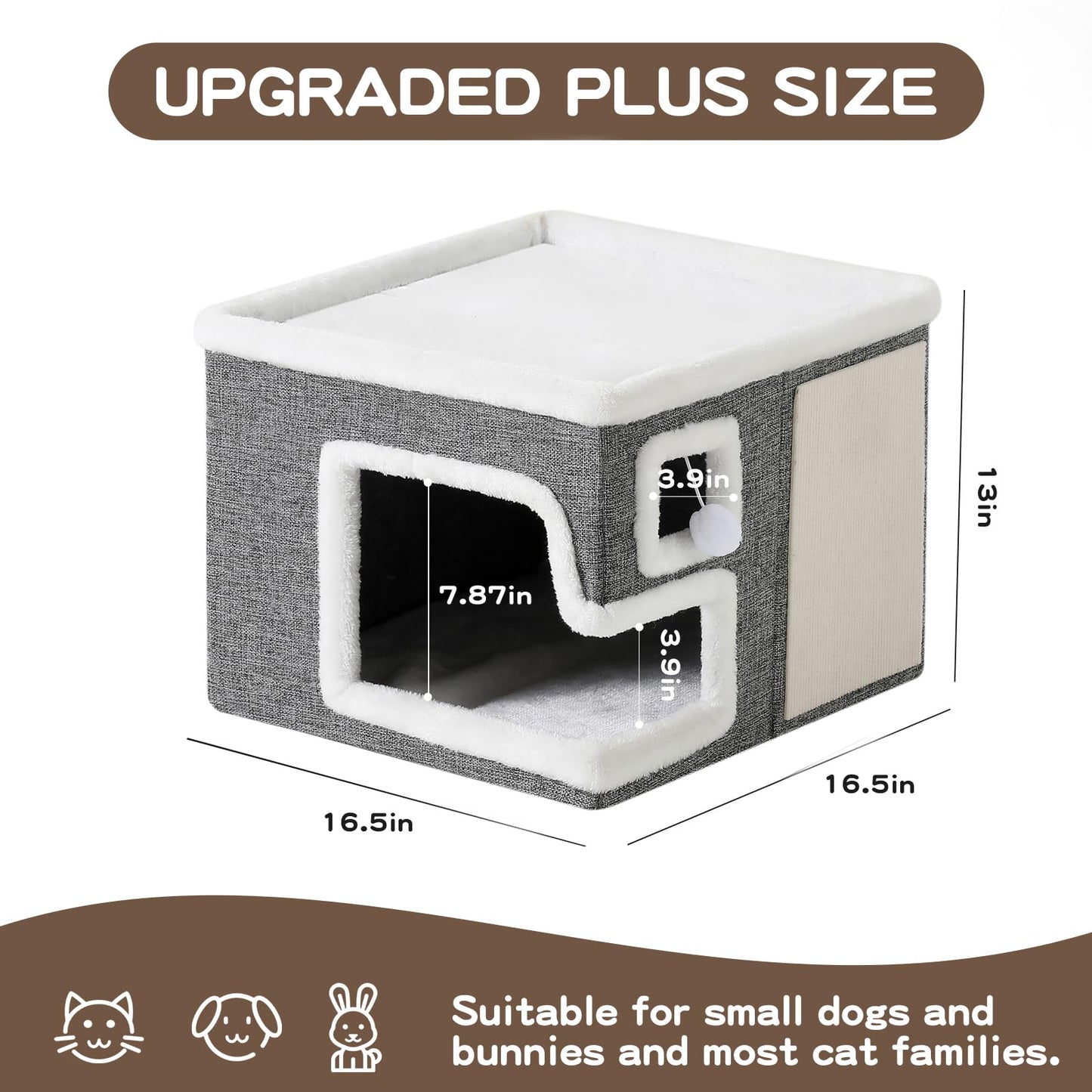 Crispedia Cat Houses for Indoor Cats, Covered Cave Bed with Bed