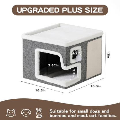 Crispedia Cat Houses for Indoor Cats, Covered Cave Bed with Bed