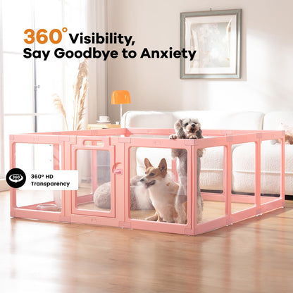 ClimbHope Clear Acrylic Dog Playpen Indoor, Puppy Cat Small Pet Crate