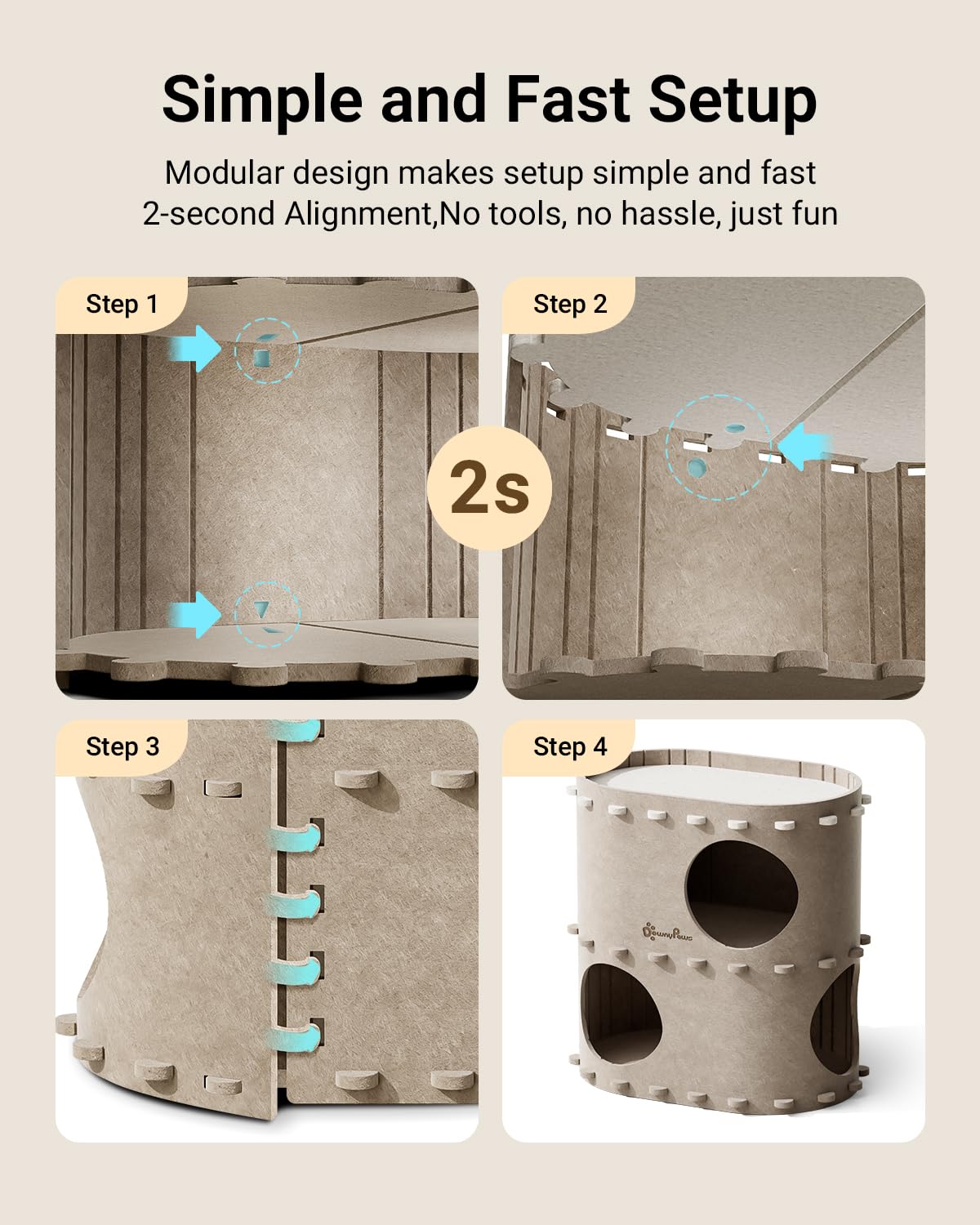 DownyPaws Cat House for Indoor Cats, 2-Storey Foldable Cat Bed Cave
