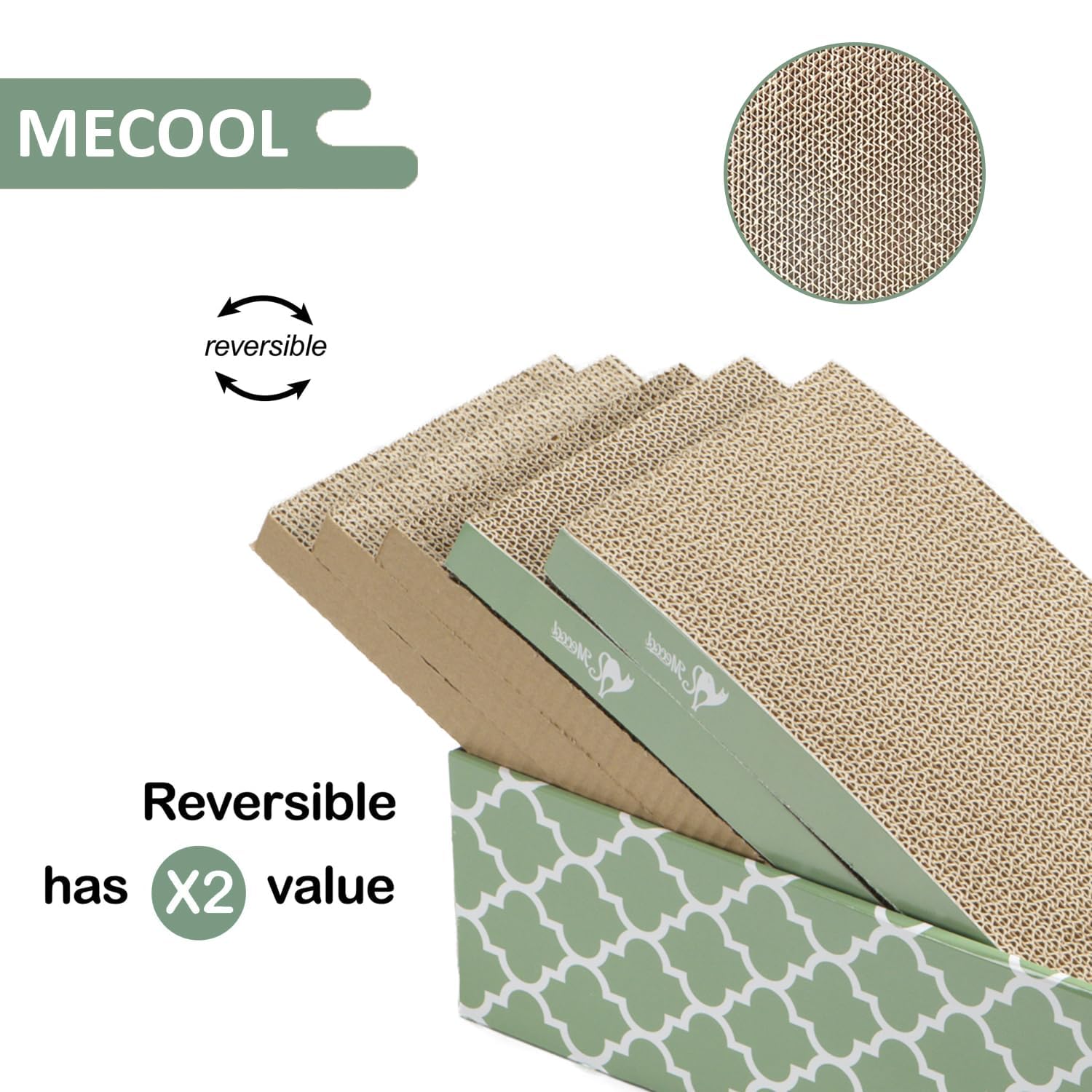 MECOOL Cat Scratching Board，5PC Cat Scratch Pad with Pad
