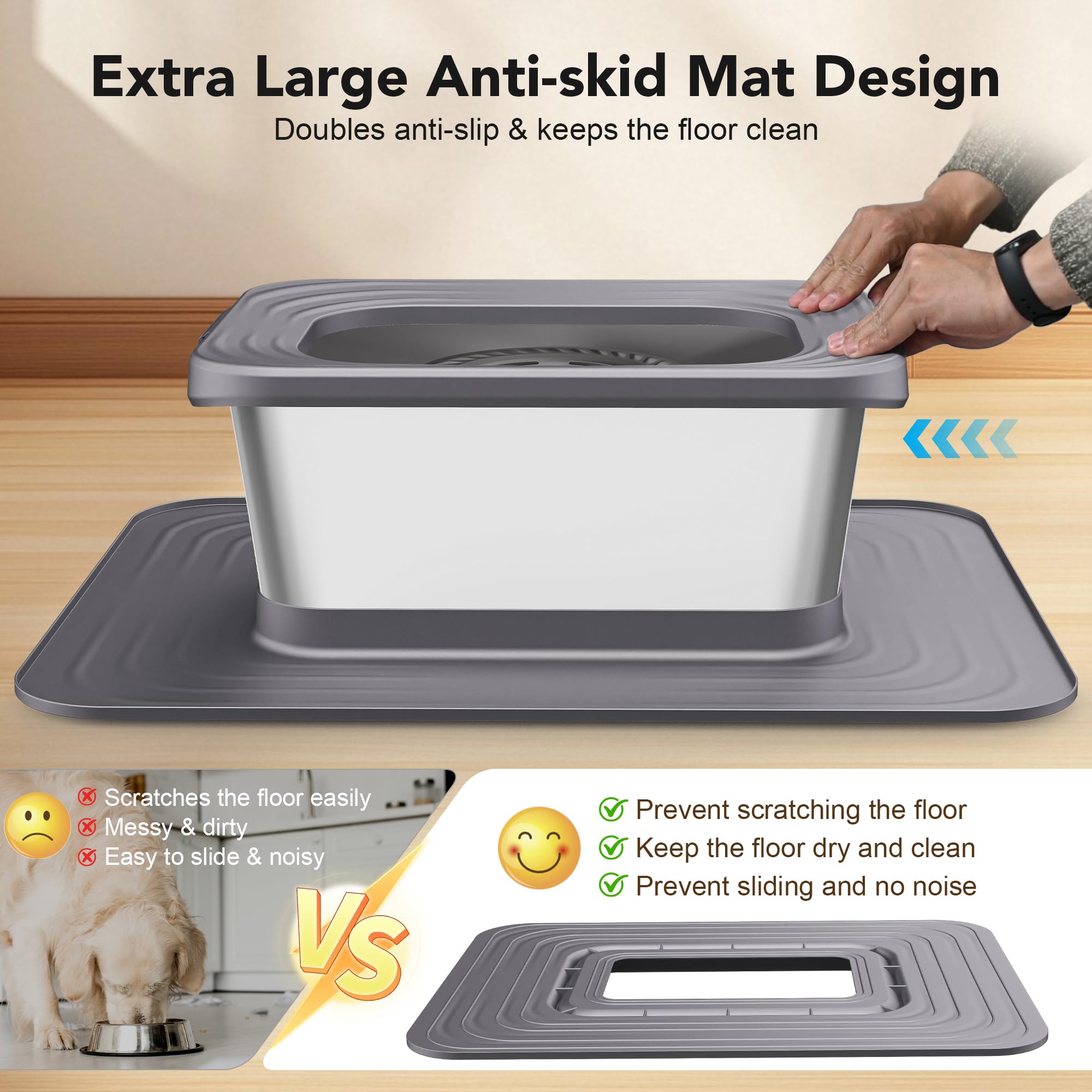 Decflow Stainless Steel Dog Water Bowl, No Spill Anti-Splash Dog Mat