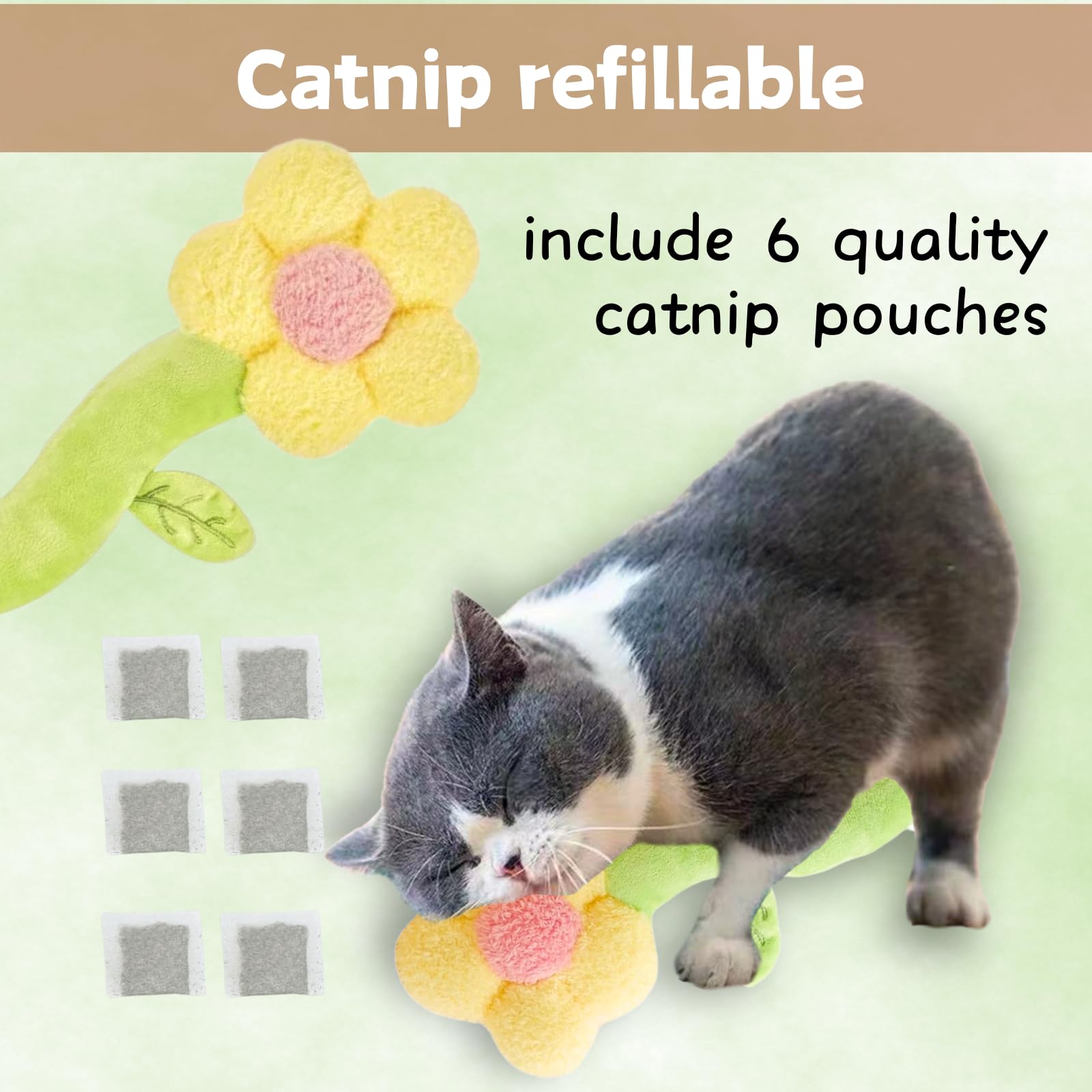 CECE PAW Catnip Refillable Interactive Cat Toy with Crinkle Catnip