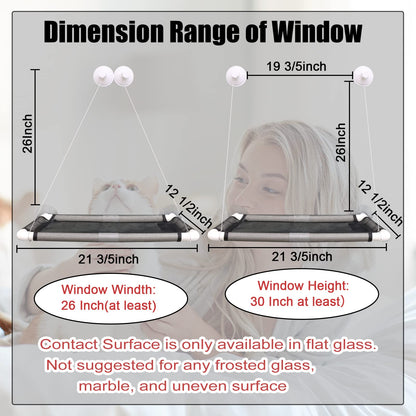 Cat Window Perch, Cordless Foldable Hammock Bed for Large Cat Bed