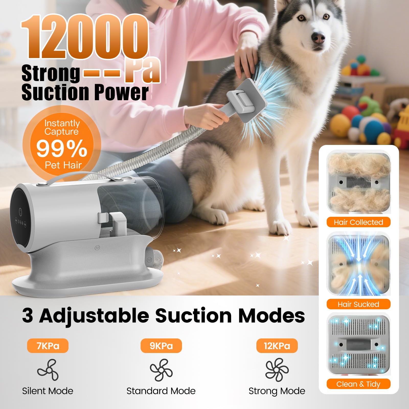 AIRROBO Dog Grooming Vacuum and Kit with Clipper Nail Trimmer Grinder