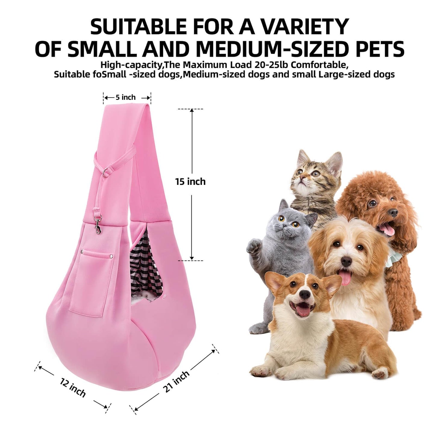 Dog Carrier Sling Reversible Puppy Carrier Purse with Storage Carrier