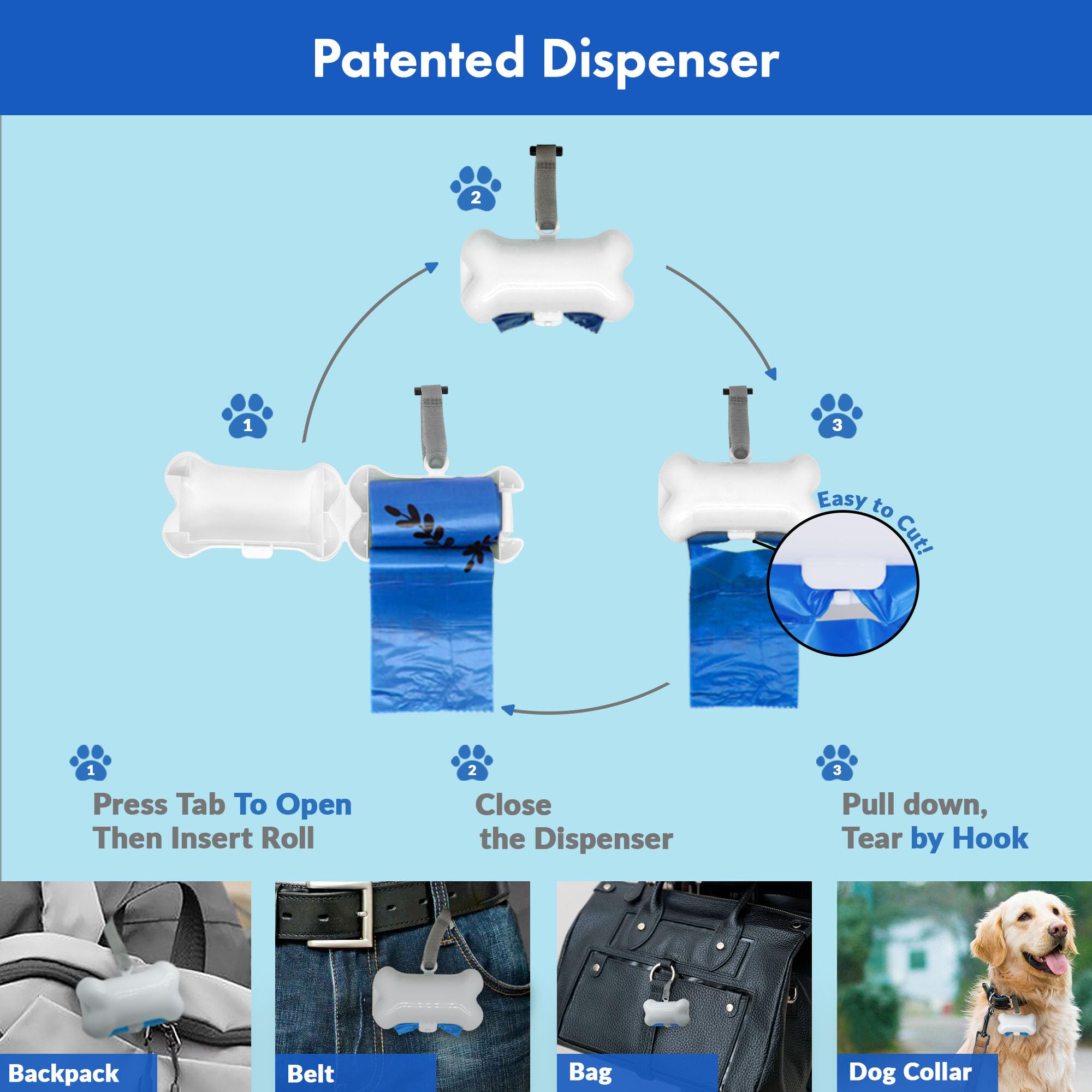 GORILLA SUPPLY 1000 Dog Poop Waste Bags with Dispenser and Leash Leash