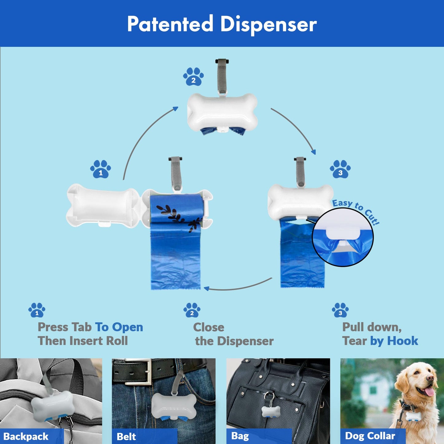 GORILLA SUPPLY 1000 Dog Poop Waste Bags with Dispenser and Leash Leash