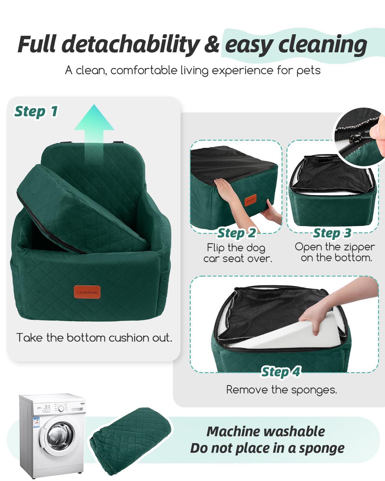 Lealchum Dog Booster Car Seat for Small/Medium Dogs, Elevated Seat