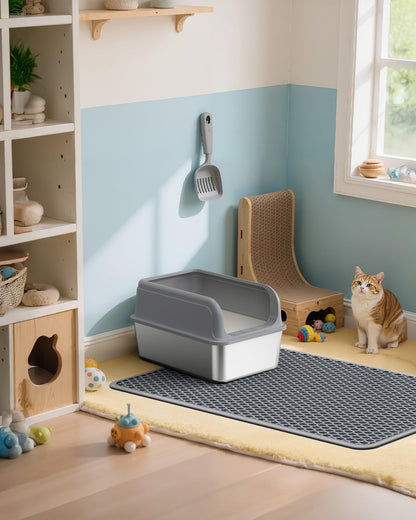 Powools Cat Litter Mat 46" x 35" Jumbo Litter Box Mat with Double Mat