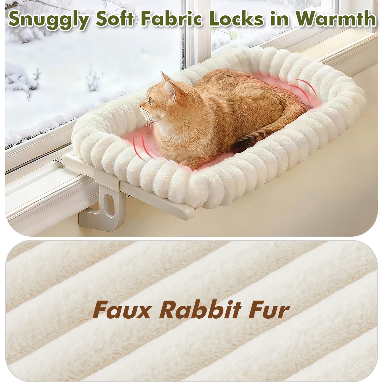 Zoratoo Cloud-Cuddle Cat Window Perch with 4-Sided Bolster, Zipper Bed