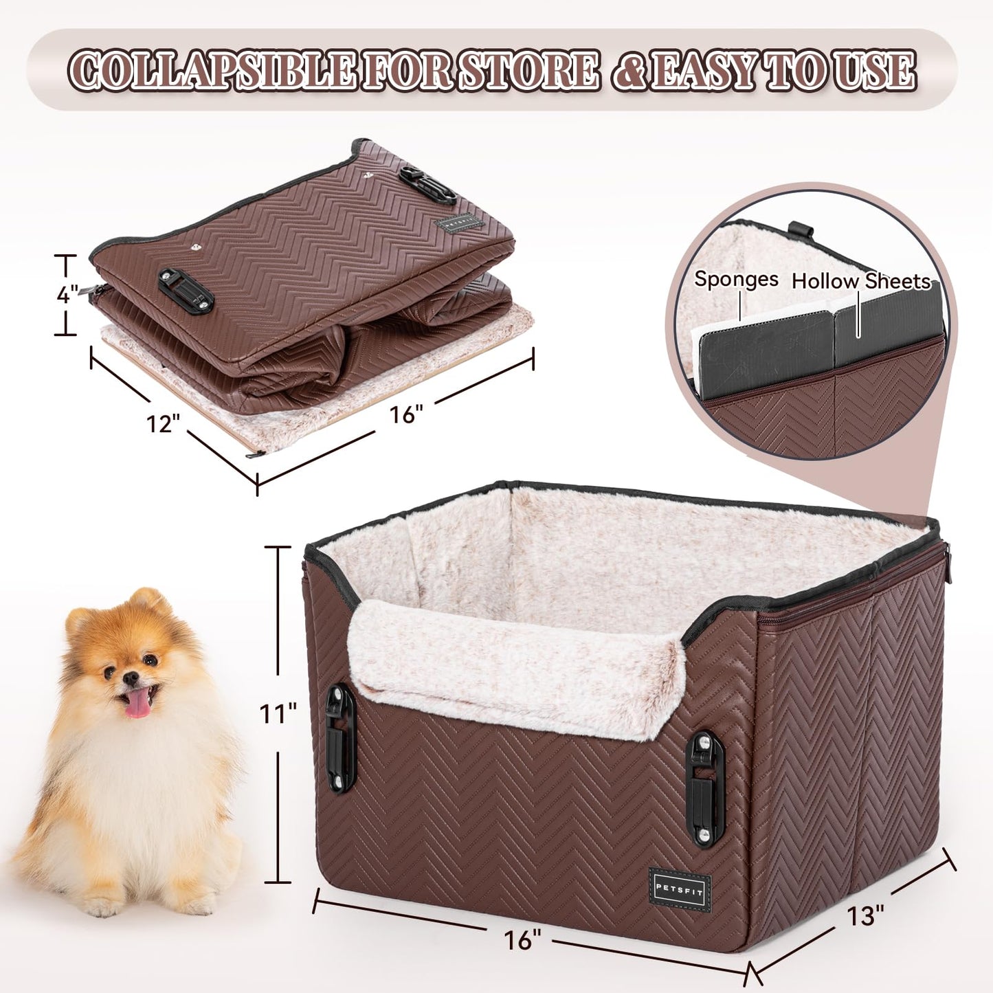 PETSFIT Car Seat for Dogs, Waterproof PU Leather Dog Car Seat