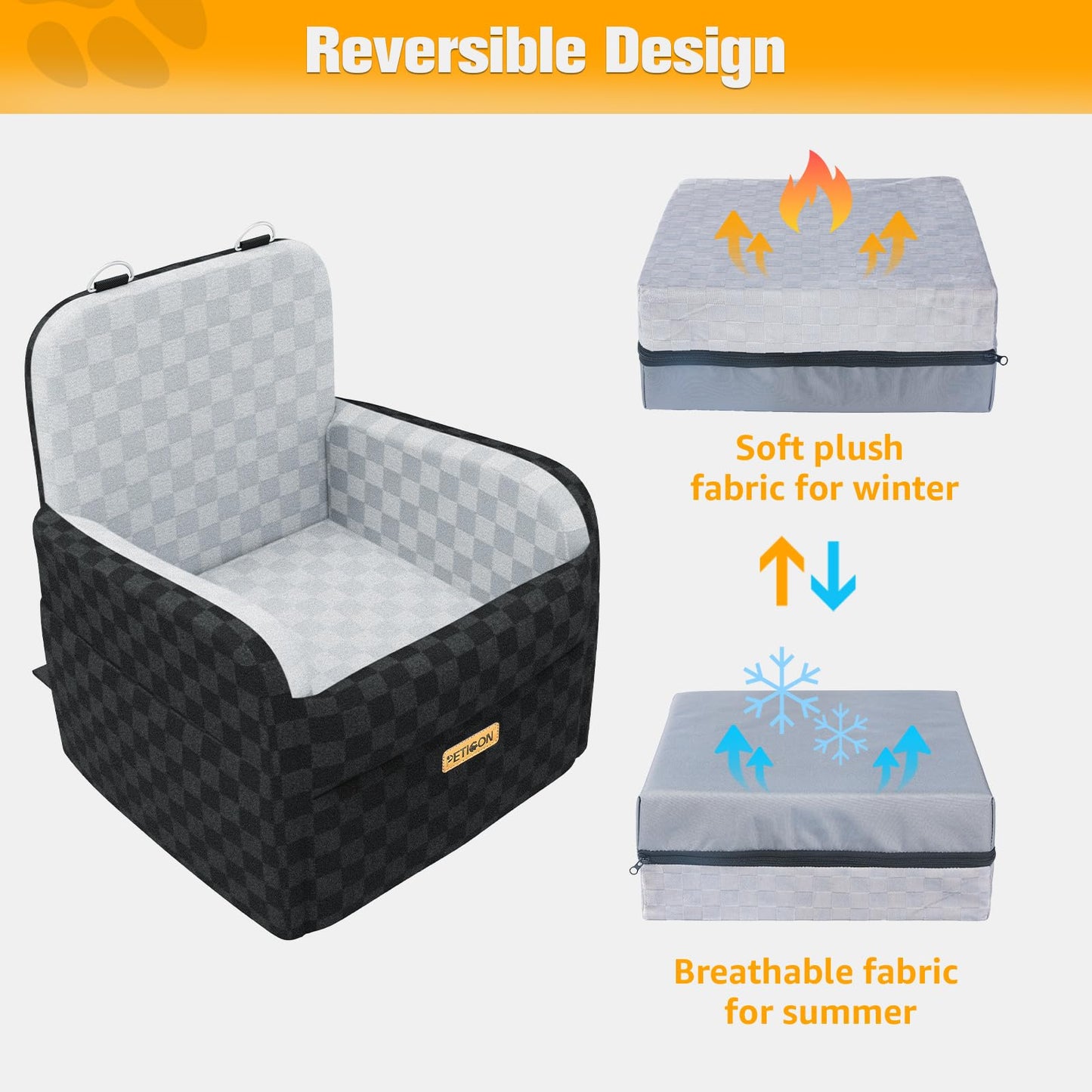 PETICON Waterproof Dog Car Seat for Small Medium Dogs, Memory Seat
