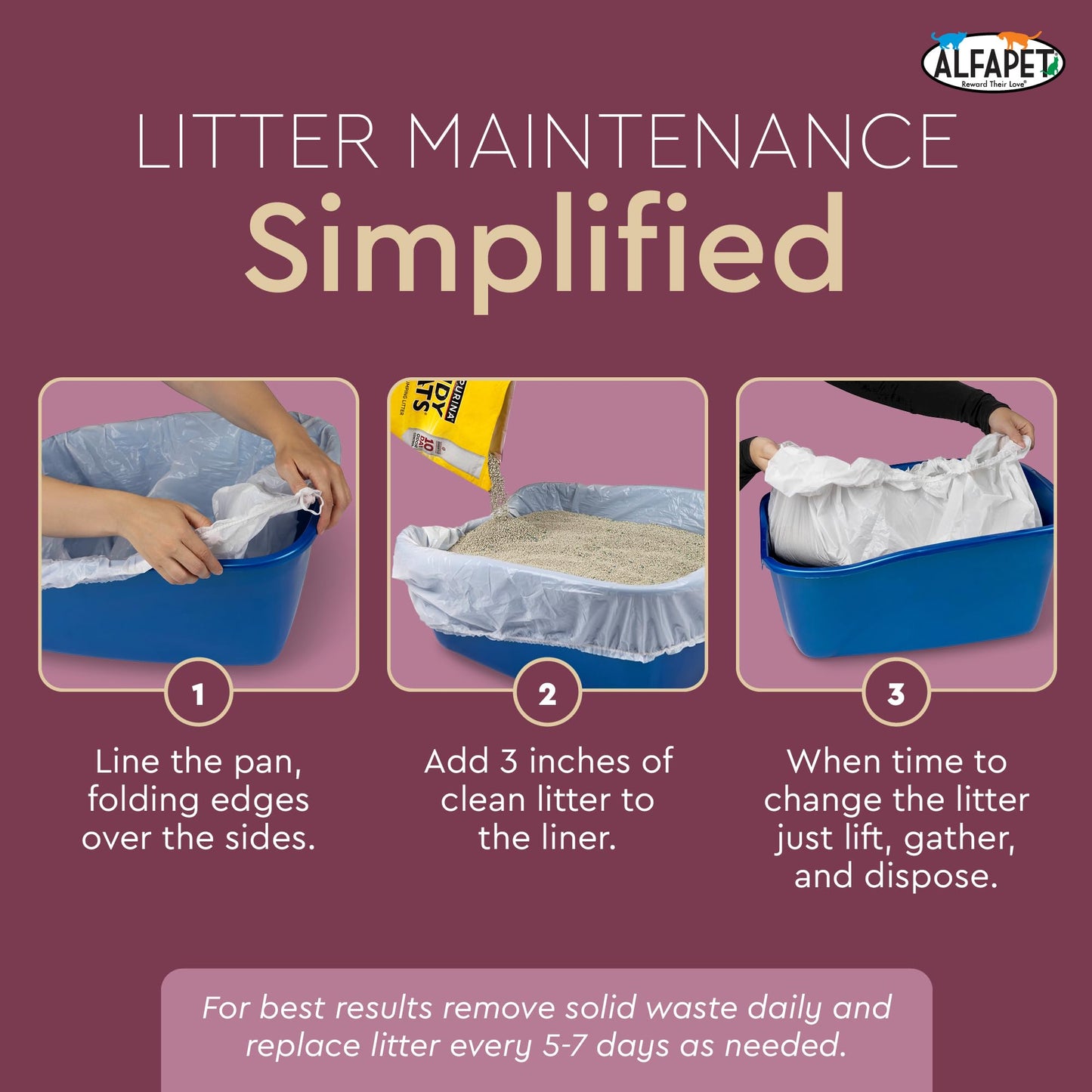 Alfapet Cat Litter Box Liners Large 12 Count Tear-Resistant Cat Litter