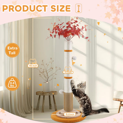 Cat Scratching Post,45'' Tall Scratching Post for Indoor Scratcher