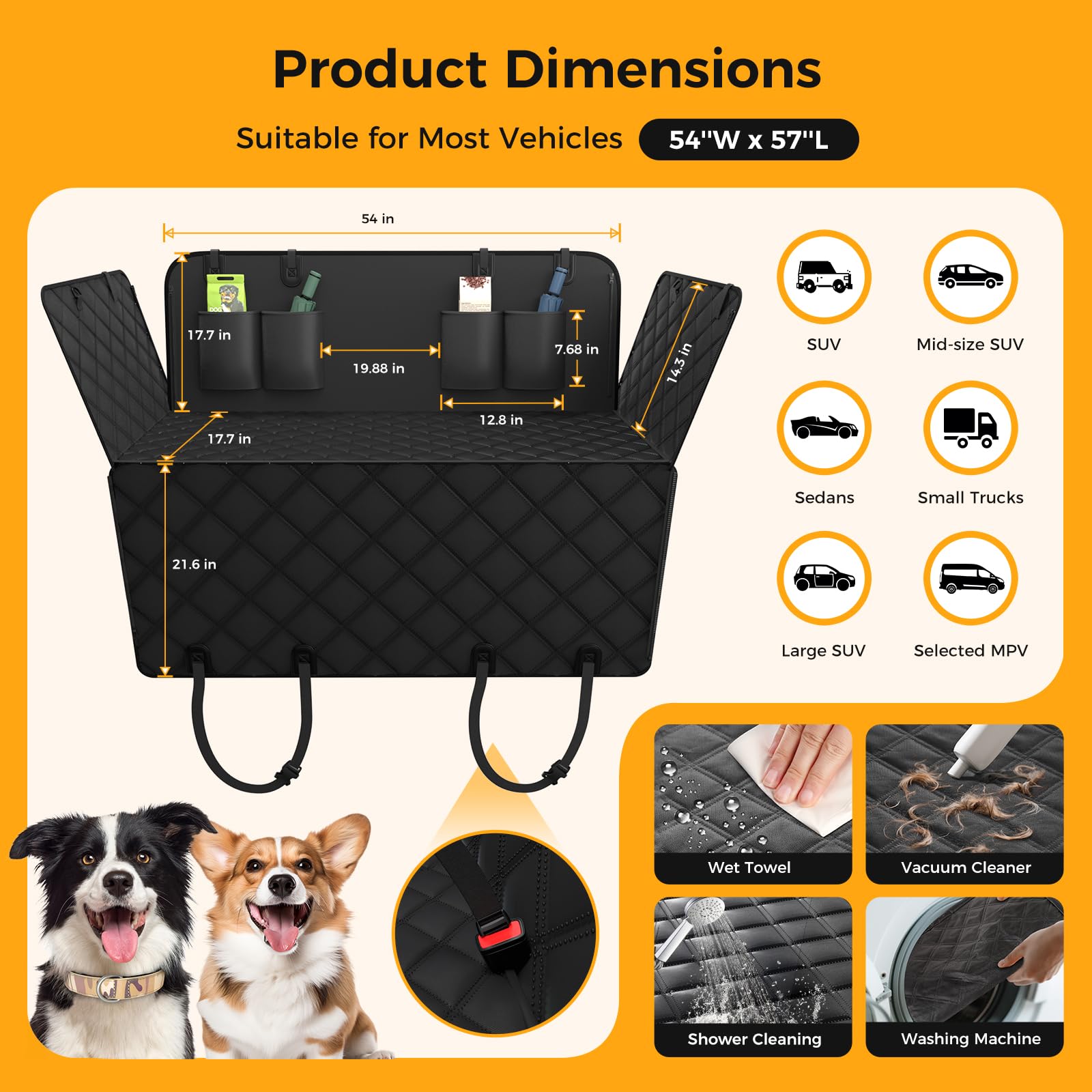 Elouta Dog Car Seat Cover for Back Seat,100% Waterproof Scratch Seat