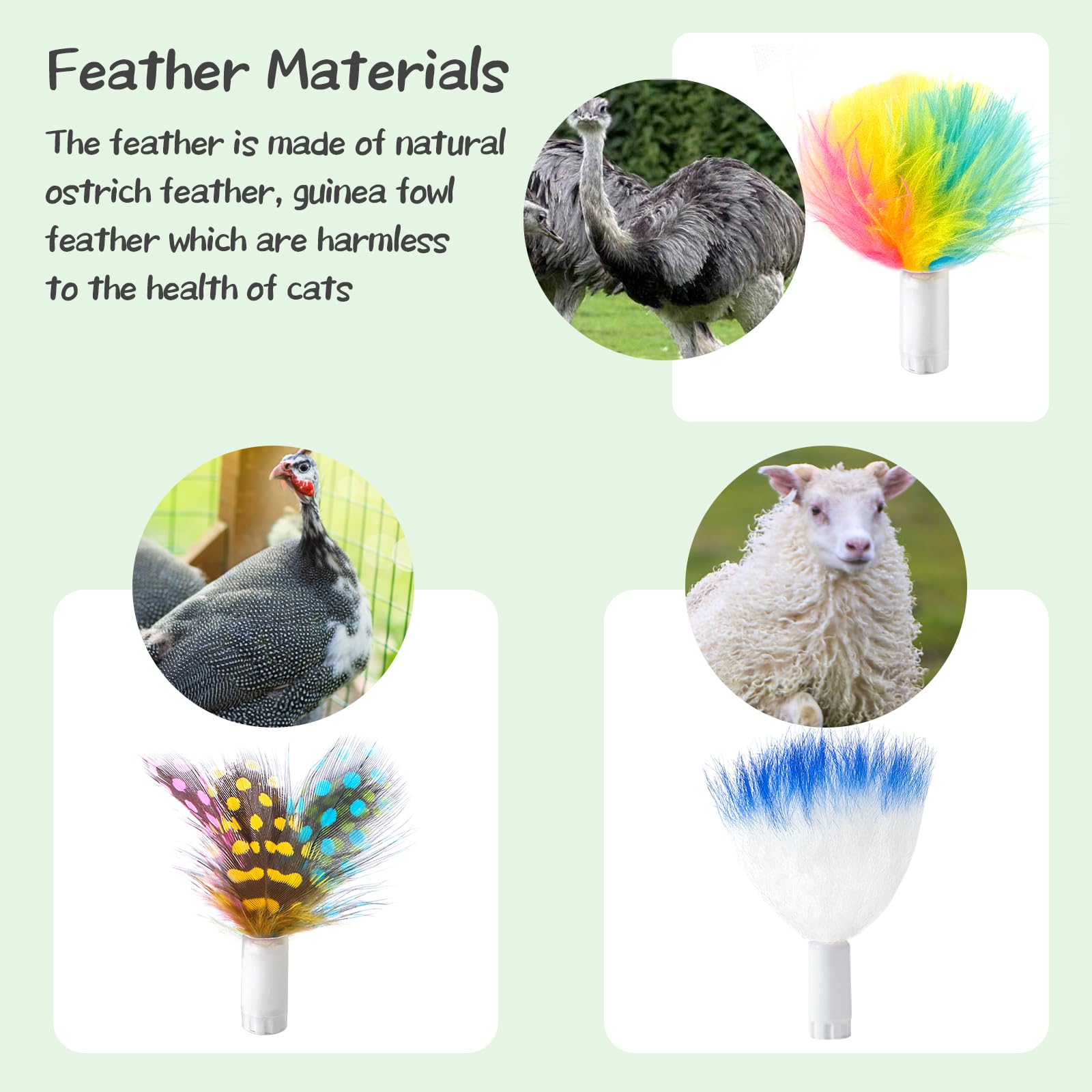 ORSDA 14PCS Cat Feather Toys Replacement Interactive Kitten Toys