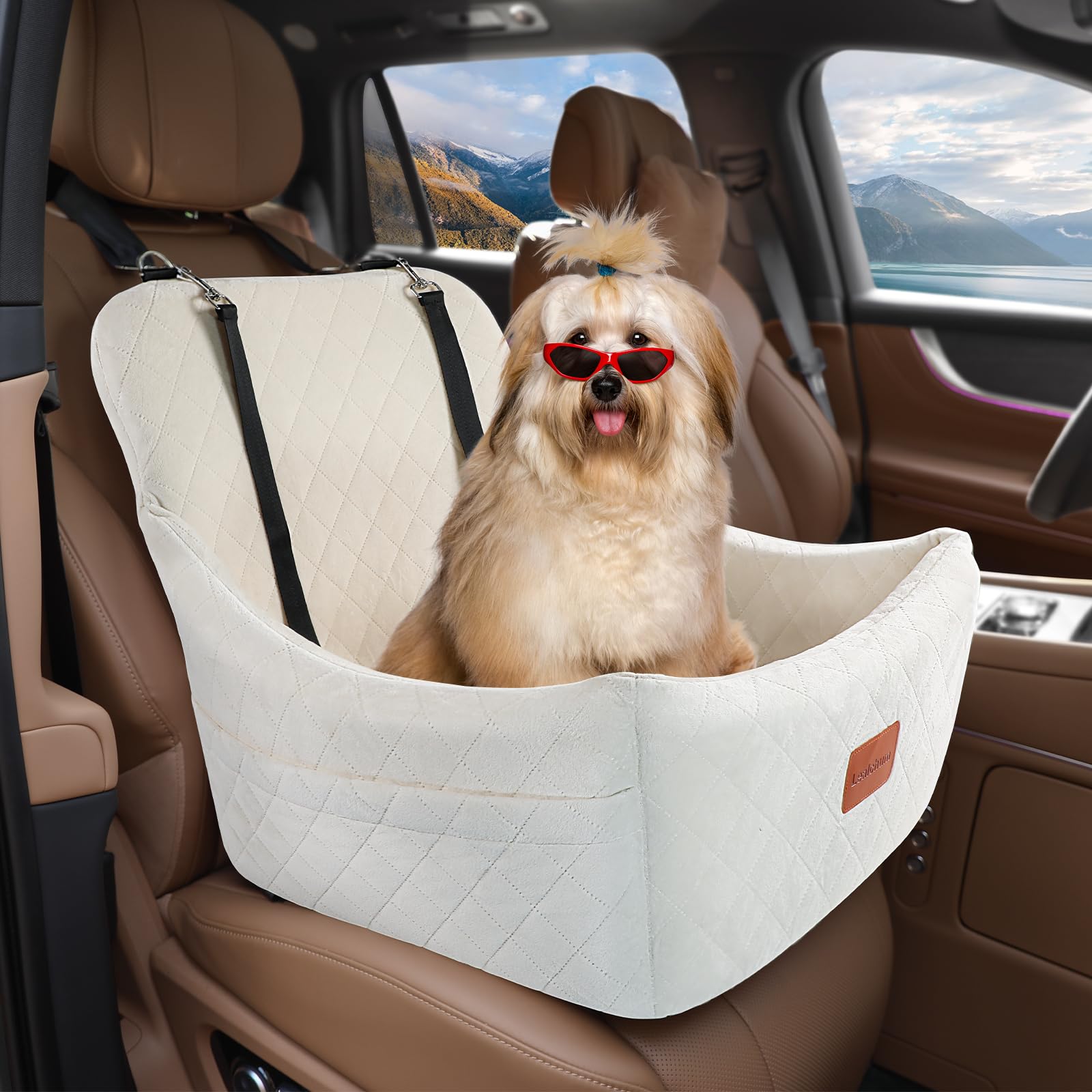 Lealchum Dog Car Seat for Medium Dogs Up to ,Easy to Install Seat