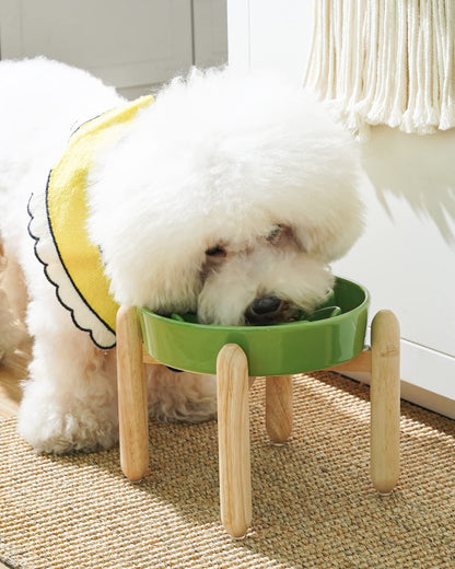 LE TAUCI Ceramic Slow Feeder Dog Bowls Elevated Feeder
