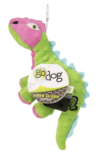 goDog Dinos Spike Squeaky Plush Dog Toy, Chew Guard Technology Plush