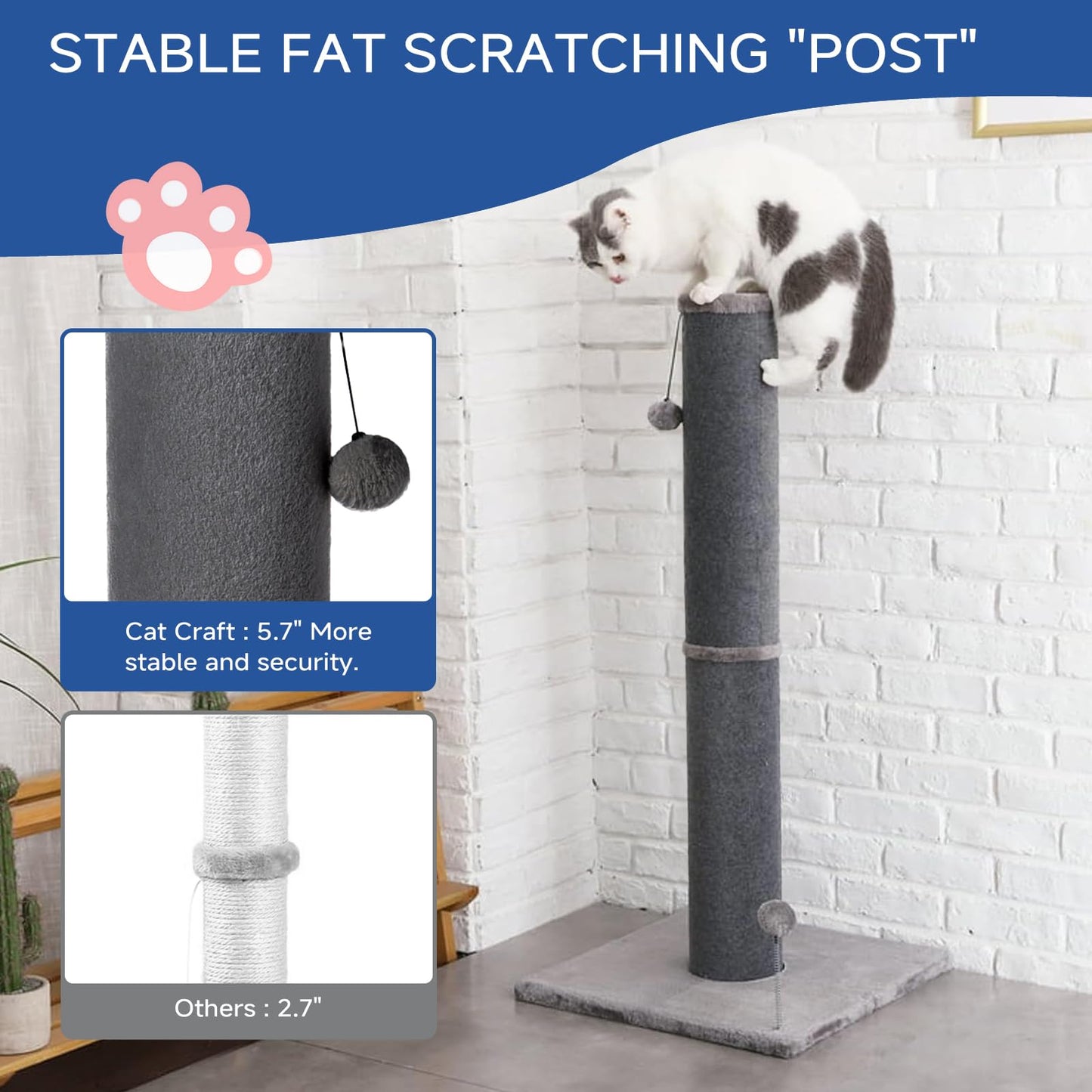 Cat Craft Cat Scratching Post Carpet Scratching Post 41" for Scratcher
