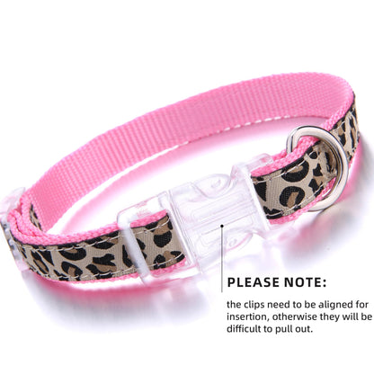 Mile High Life Leopard Dog Harness Collar Leash Set, Adjustable Collar