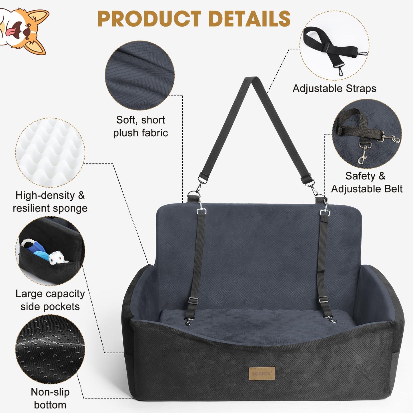 Dog Car Seat for Large Medium Sized Dogs Under Dog Booster Seat Seat