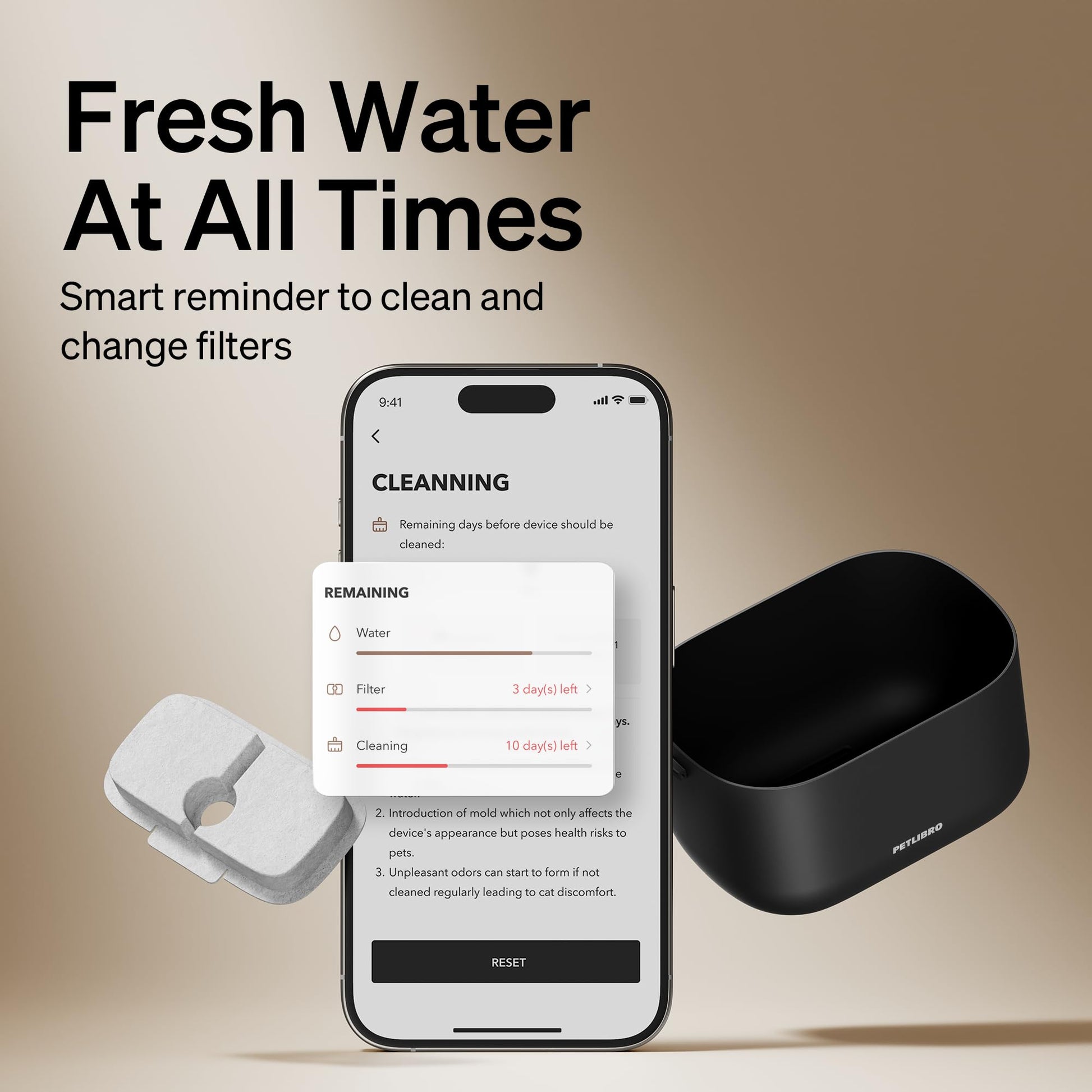 PETLIBRO Cat Water Fountain, App Monitoring Pet Fountains Tray