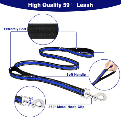 WINSEE Reflective Dog Harness, Collar Leash Set, No Pull Collar