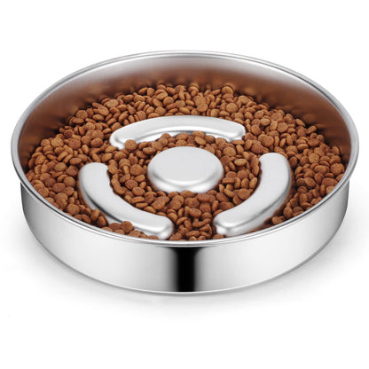 AIPERRO Stainless Steel Non Slip Slow Feeder Dog Bowl, 4 Cups Bowl