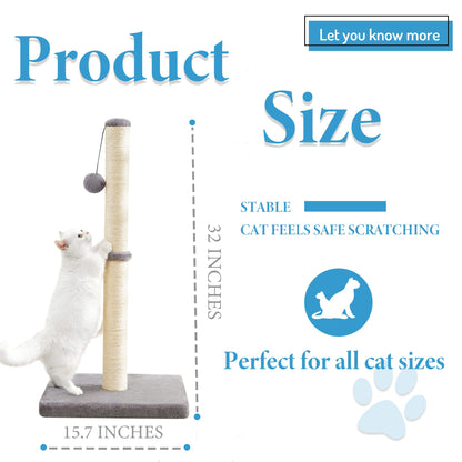 MeowHomm 32'' Tall Cat Scratching Post Cat Scratcher with Scratcher