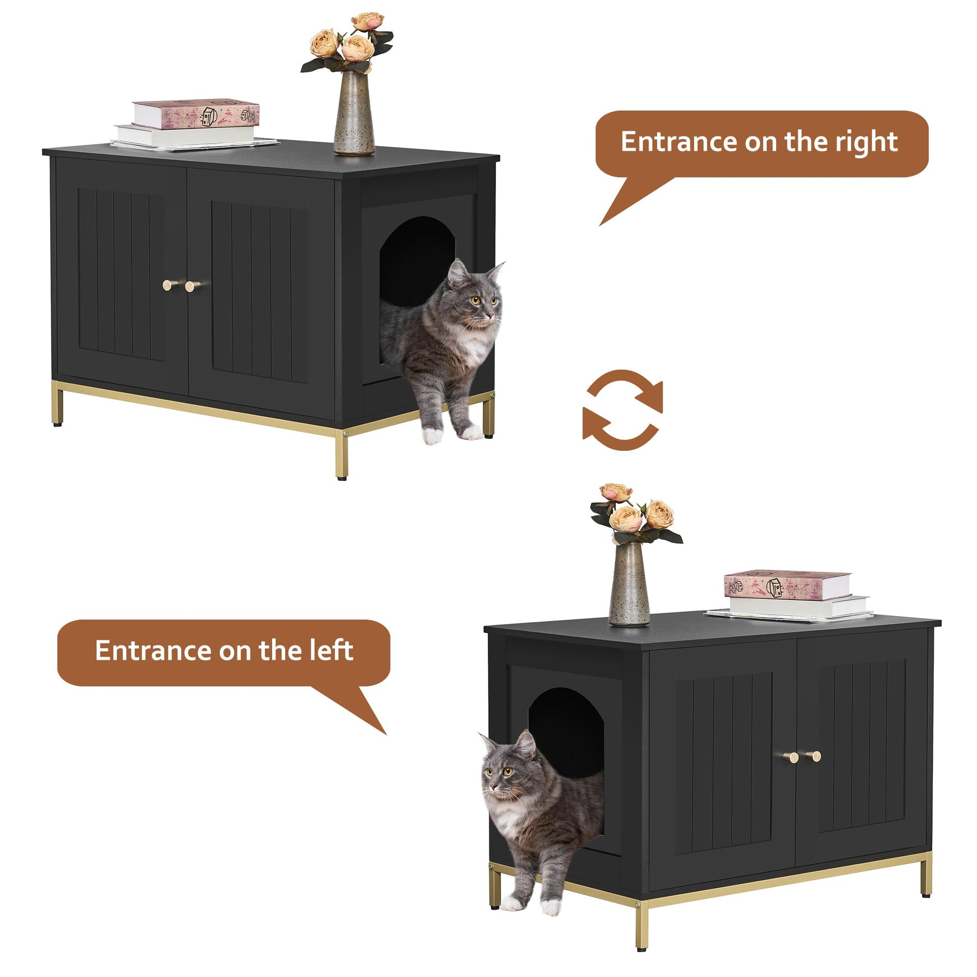 Homhedy Cat Litter Box Enclosure, Cat Washroom Furniture with Box
