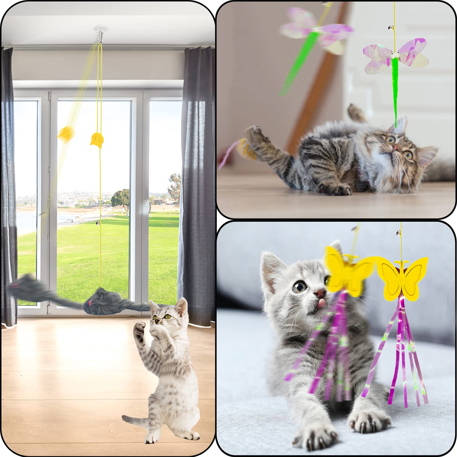 Mitubati Cat Toys Indoor Hanging Door Retractable Bird Cat Toy