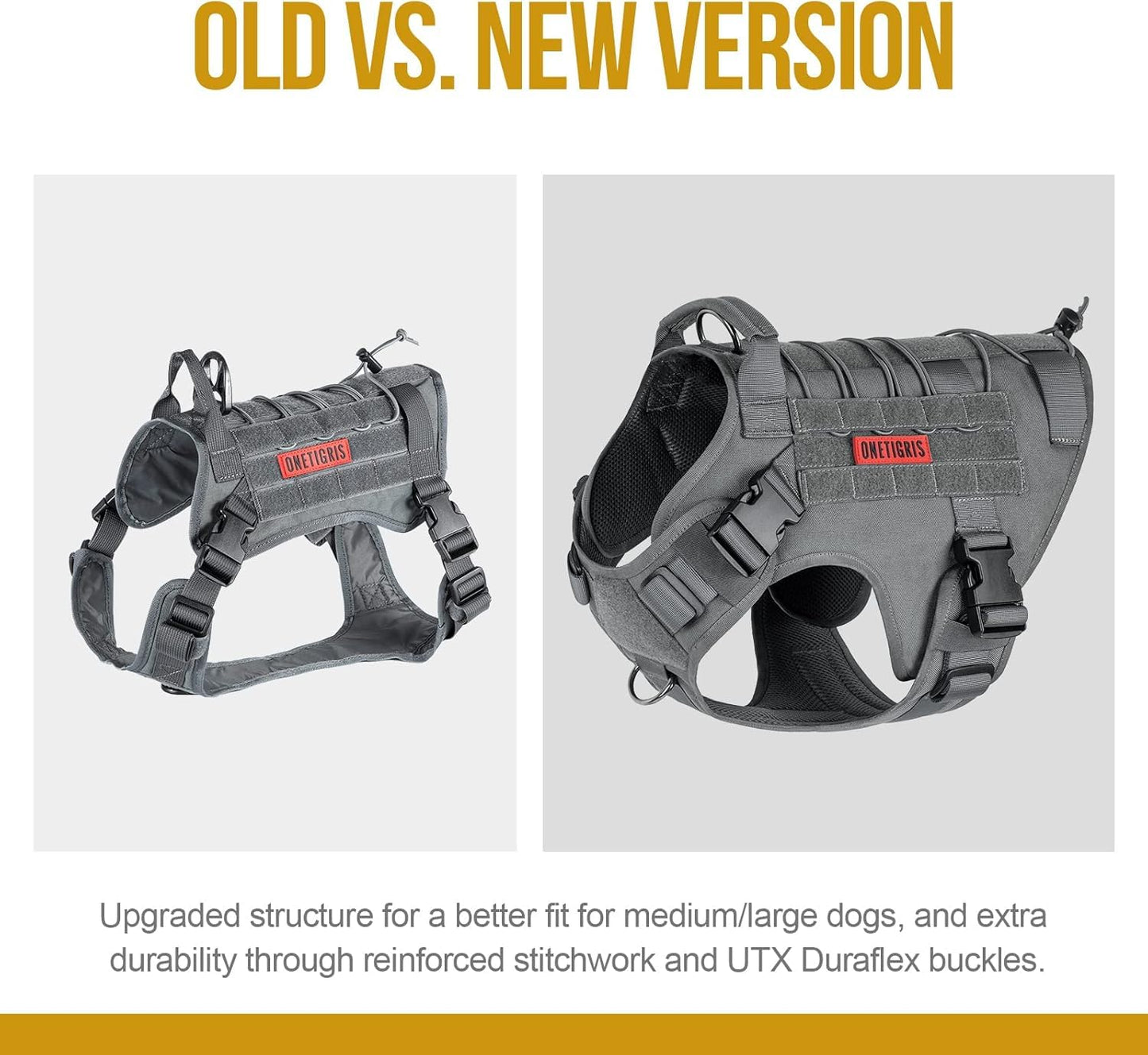 OneTigris Tactical Dog Harness Vest,Adjustable Dog Harness