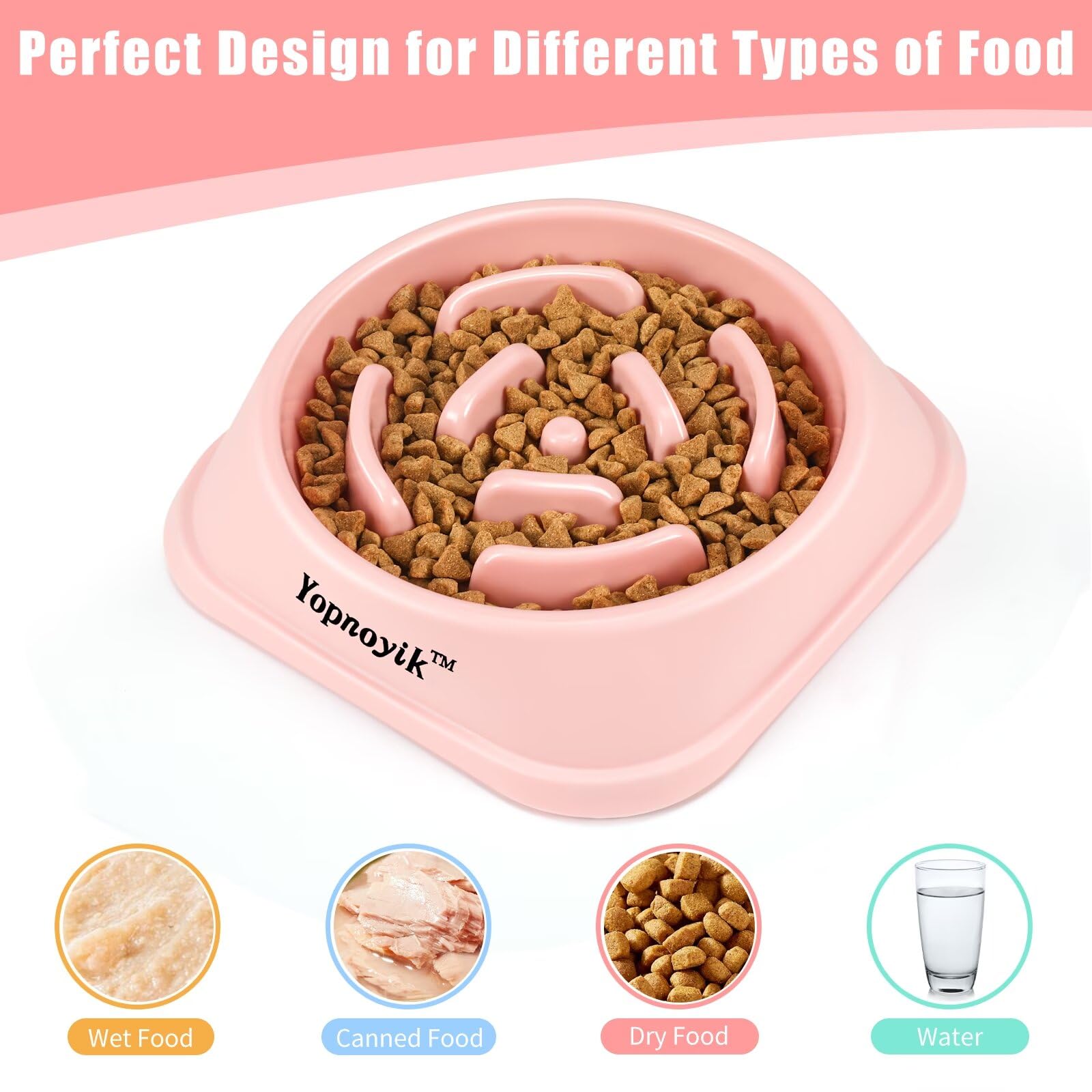 Yopnoyik 2 Pack Slow Feeder Dog Bowls for Healthy Eating, Feeder