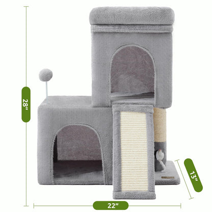 Woochpet Tall Cat Tree with 2 Cat Condo and Mouse Toy Cozy Mouse
