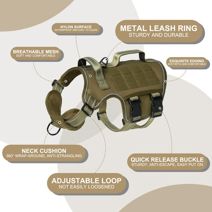 Dog Harness for Large Dogs Heavy Duty, No Pull Tactical Dog Harness