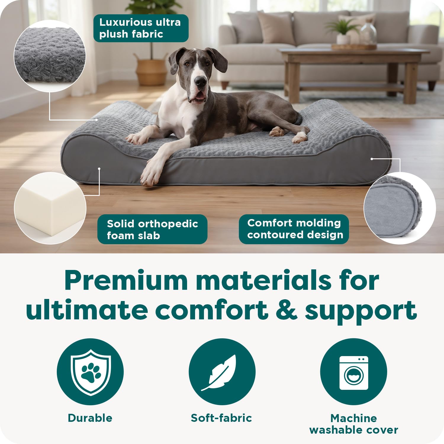 Furhaven Orthopedic Dog Bed for Large Dogs w/ Removable Washable Bed