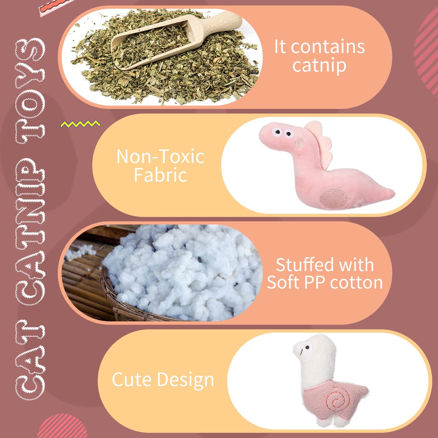Sratte 25 Pcs Catnip Cat Chew Toy Interactive Catnip Filled Catnip