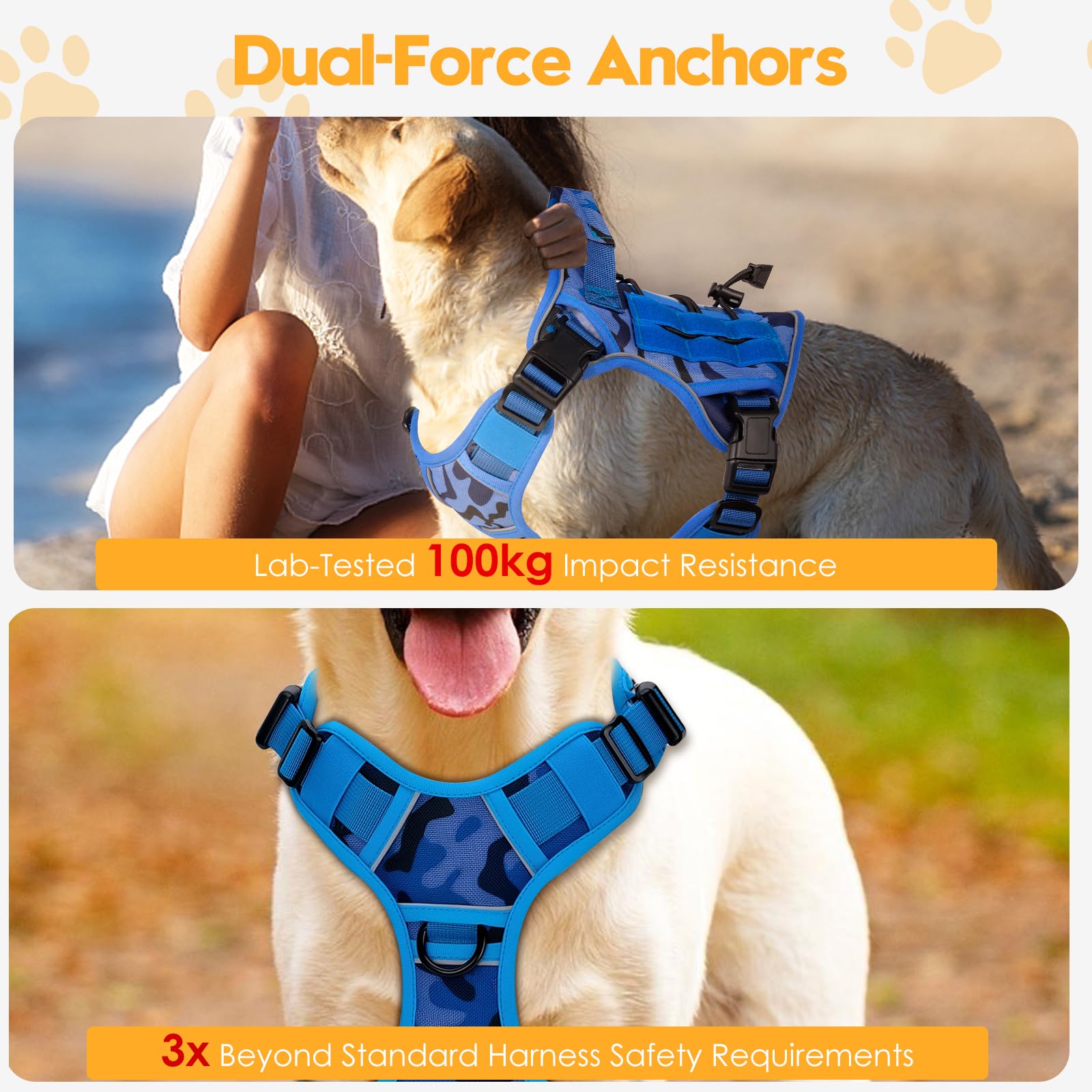 Heavy-Duty Tactical Dog Harness for Large Dogs, No Pull Harness