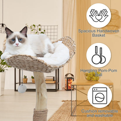 KULAMOON Modern Cat Tree Tower for Indoor Cats, Real Branch Ball