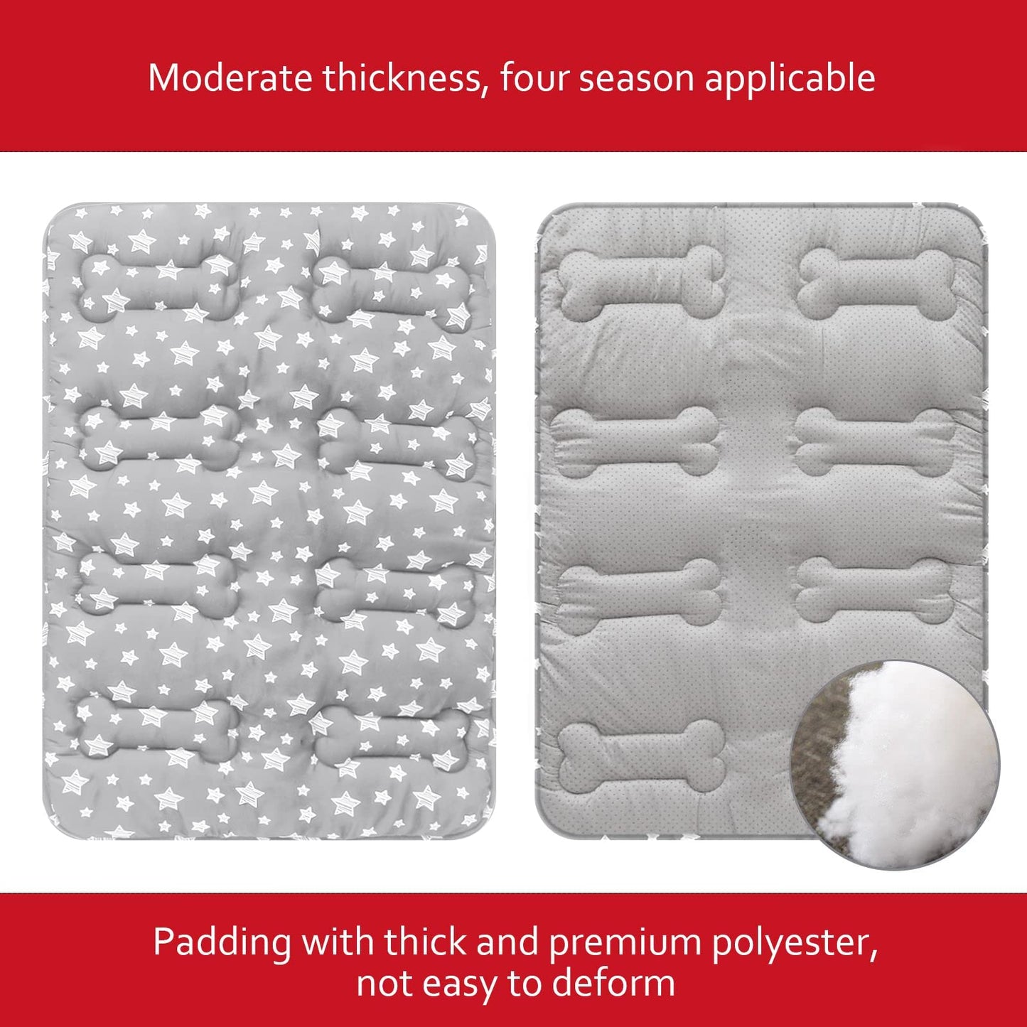 Moonsea Dog Crate Mat (24" X 18") 2 Pack, Soft Bed Mat with Cute Bed