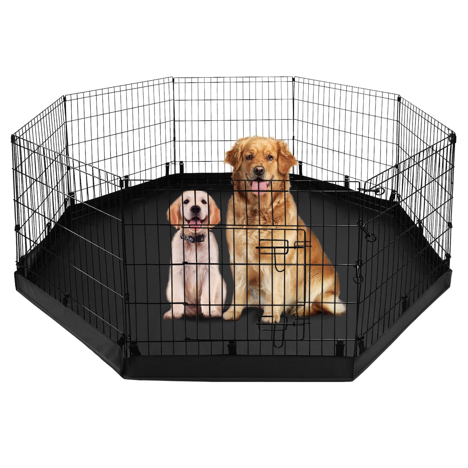 PJYuCien Dog Playpen with Bottom Pad Metal Foldable Exercise Kennel