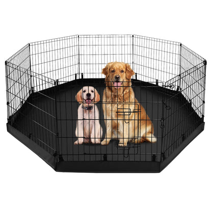 PJYuCien Dog Playpen with Bottom Pad Metal Foldable Exercise Kennel