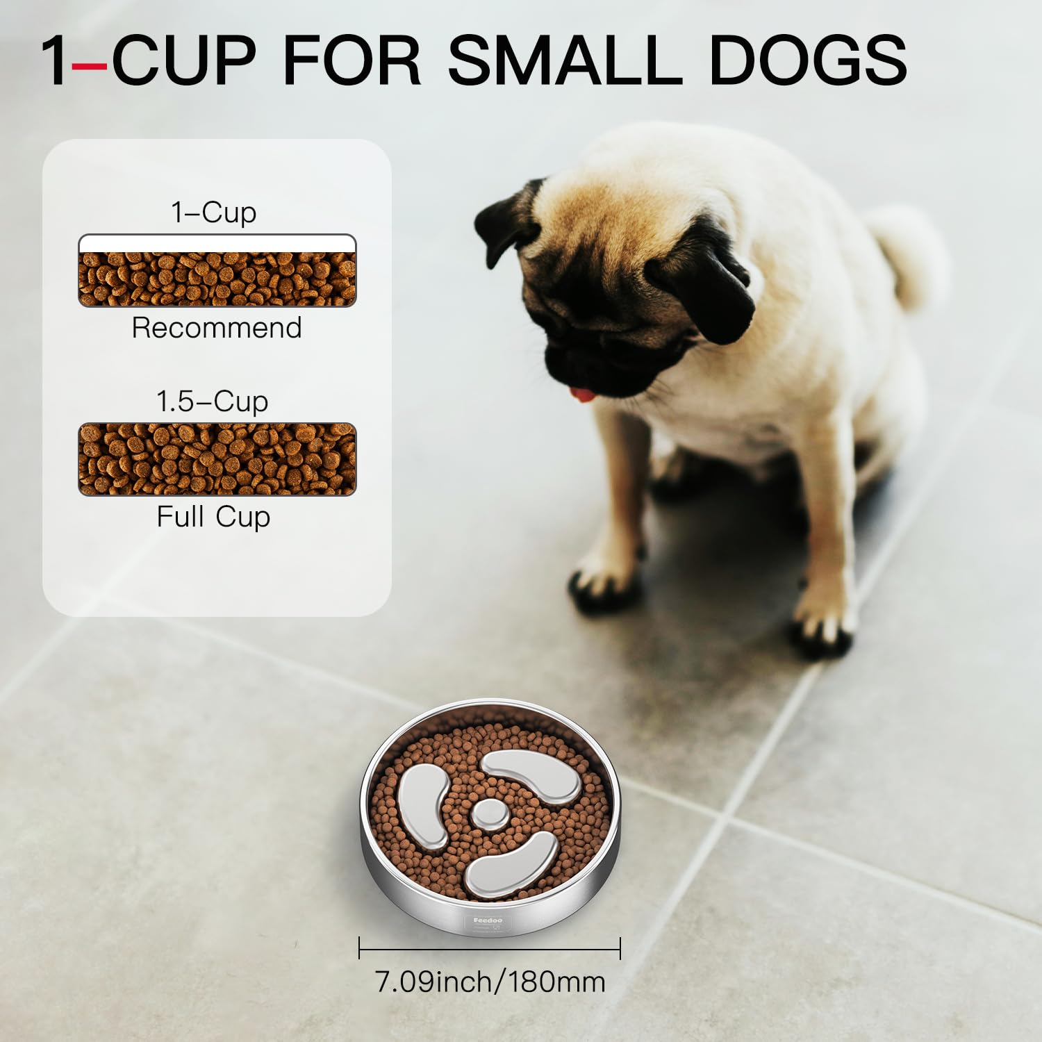 Feedoo Slow Feeder Dog Bowl-1Cup for Small Puppy, Double-Layer Puzzle